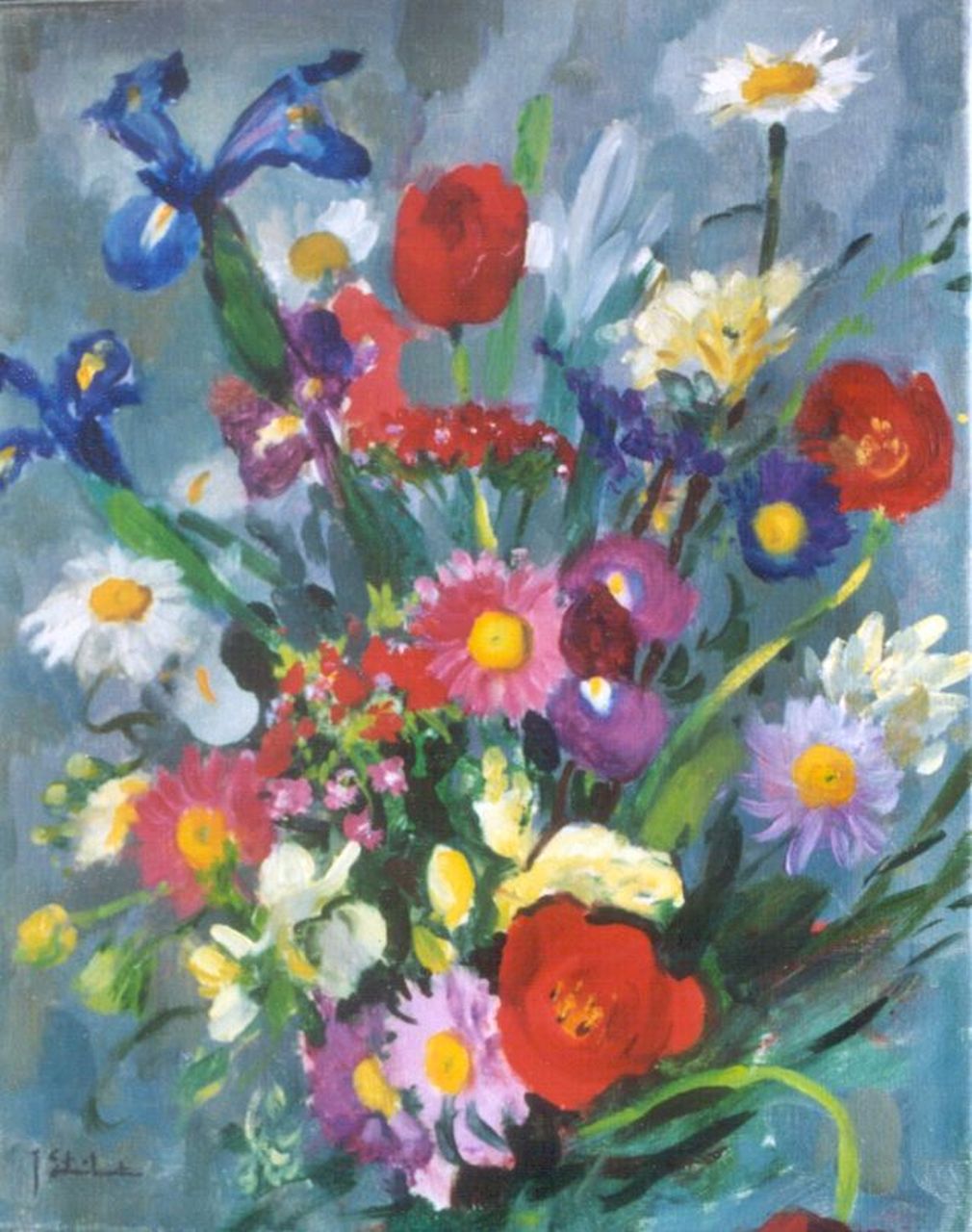 Stierhout J.A.U.  | Josephus Antonius Ubaldus 'Joop' Stierhout, A colourful bouquet, oil on canvas 50.0 x 40.0 cm, signed l.l.