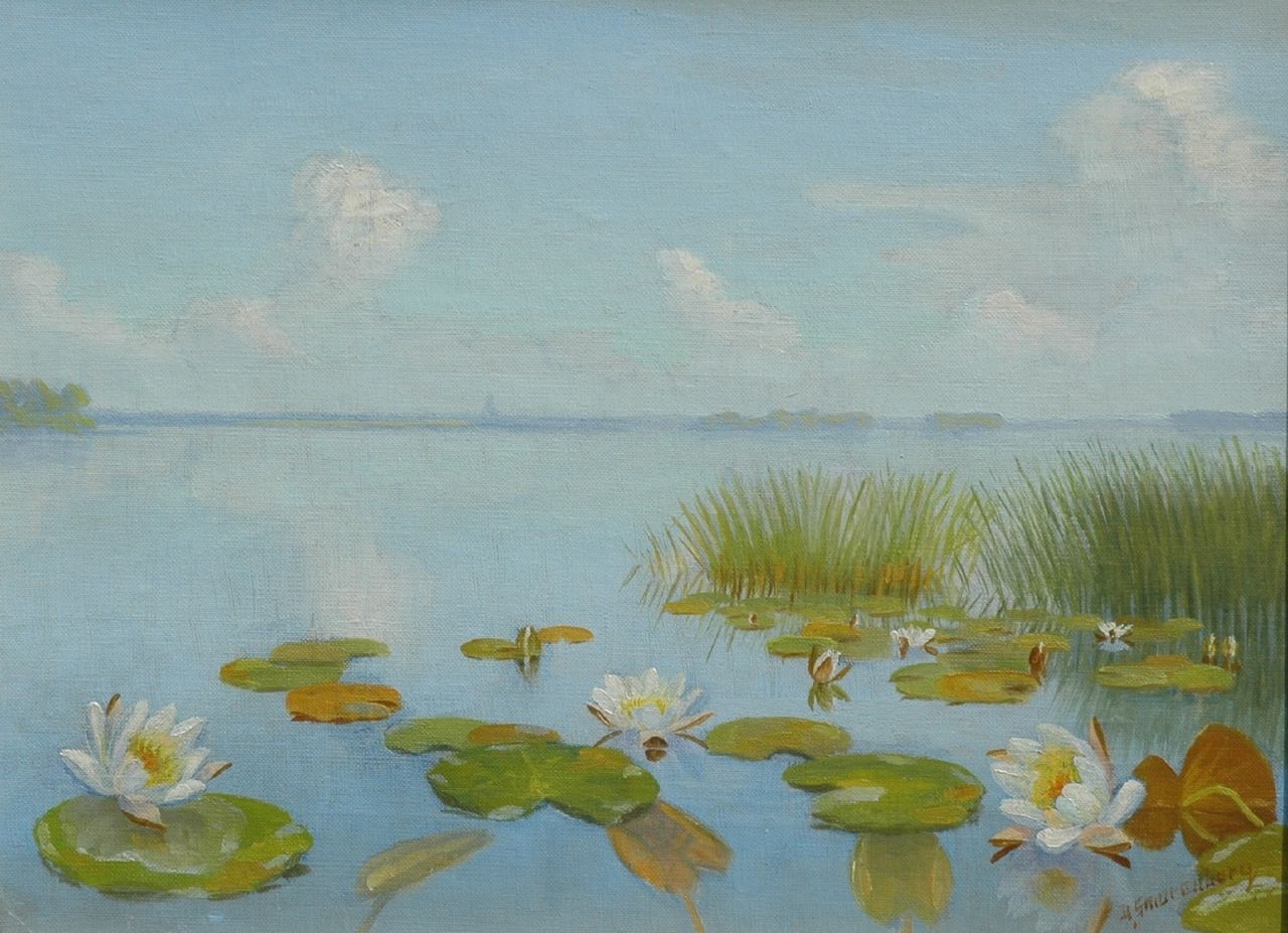 Smorenberg D.  | Dirk Smorenberg, Water lilies, oil on canvas 24.8 x 32.8 cm, signed l.r.