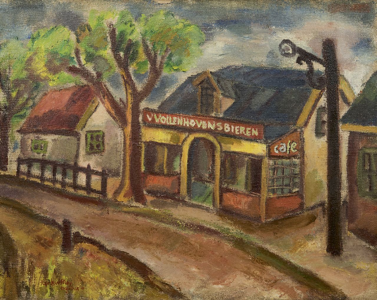 Meij J.H.M. van der | Jacobus Hendricus Mattheus 'Dom Jacques' van der Meij, A little street in Aywaille, Belgium, oil on canvas 62.3 x 77.0 cm, signed l.l. and painted '41