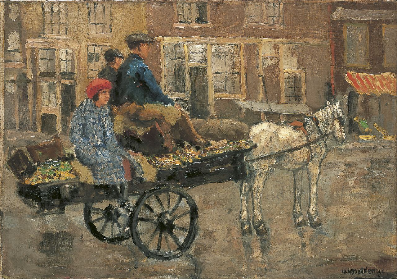 Mackenzie M.H.  | Marie Henri Mackenzie, Horsecart at the Noordermarkt, Amsterdam, oil on canvas 46.4 x 65.5 cm, signed l.r.