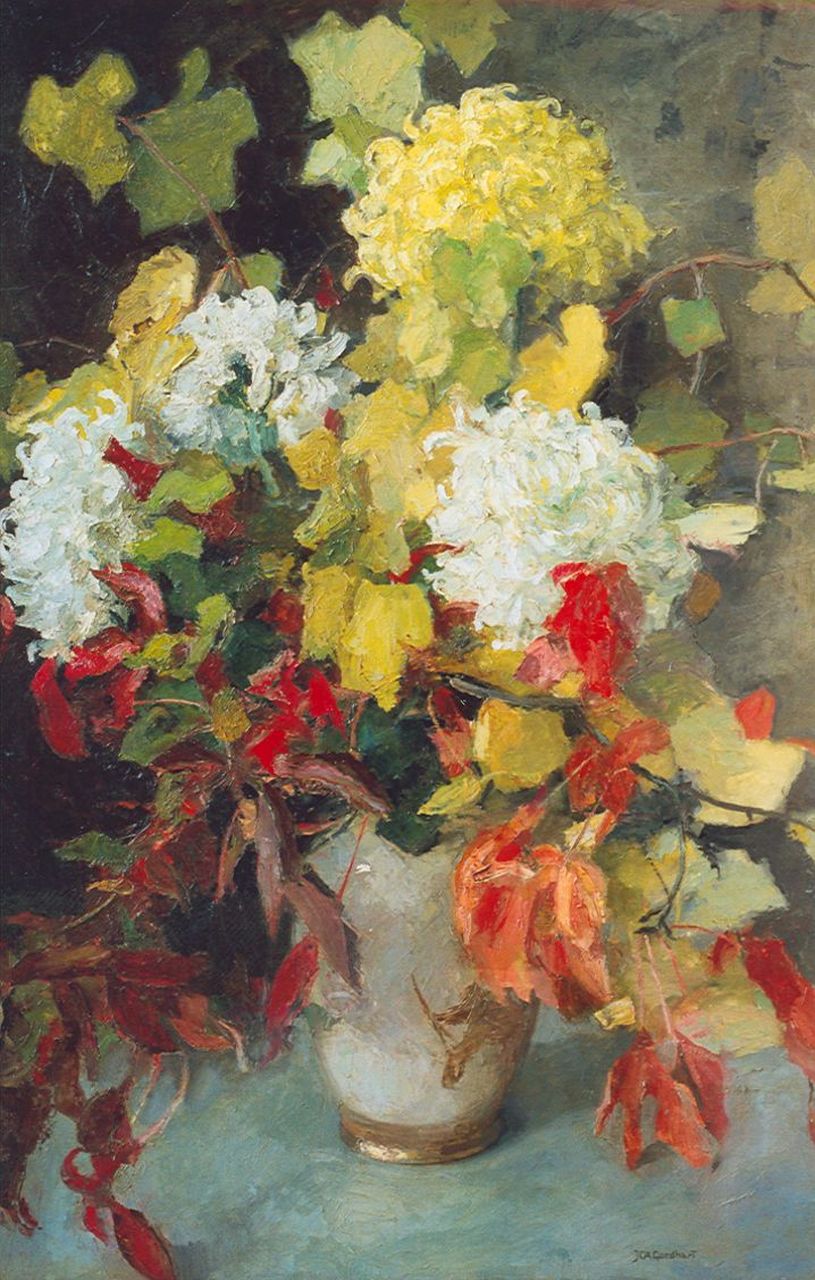 Goedhart J.C.A.  | 'Jan' Catharinus Adriaan Goedhart, Autumn bouquet, oil on canvas 105.3 x 75.9 cm, signed l.r.