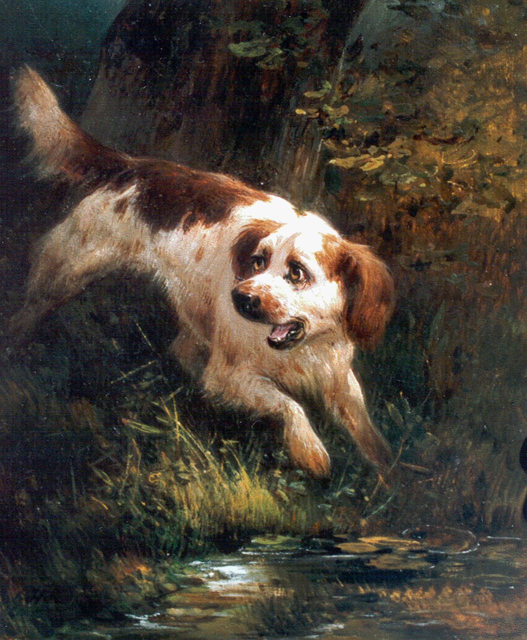 Ronner-Knip H.  | Henriette Ronner-Knip, Spaniel, oil on panel 19.1 x 15.7 cm, signed l.l.