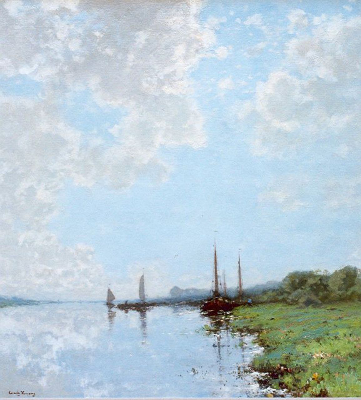 Kuijpers C.  | Cornelis Kuijpers, Moored boats, oil on canvas 91.5 x 83.5 cm, signed l.l.