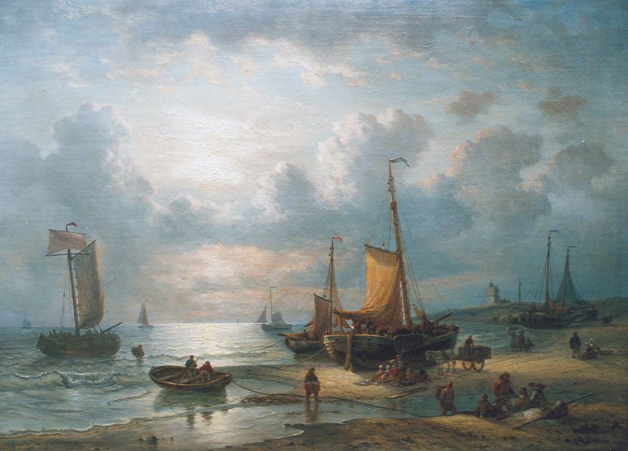 Opdenhoff G.W.  | Witzel 'George Willem' Opdenhoff, Unloading the catch, oil on canvas 70.7 x 97.7 cm, signed l.l.
