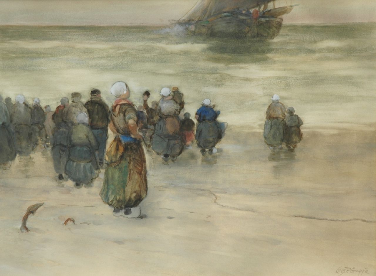 Gruppe C.P.  | Charles Paul Gruppe, The departure of the fleet, watercolour on paper 43.0 x 57.5 cm, signed l.r.