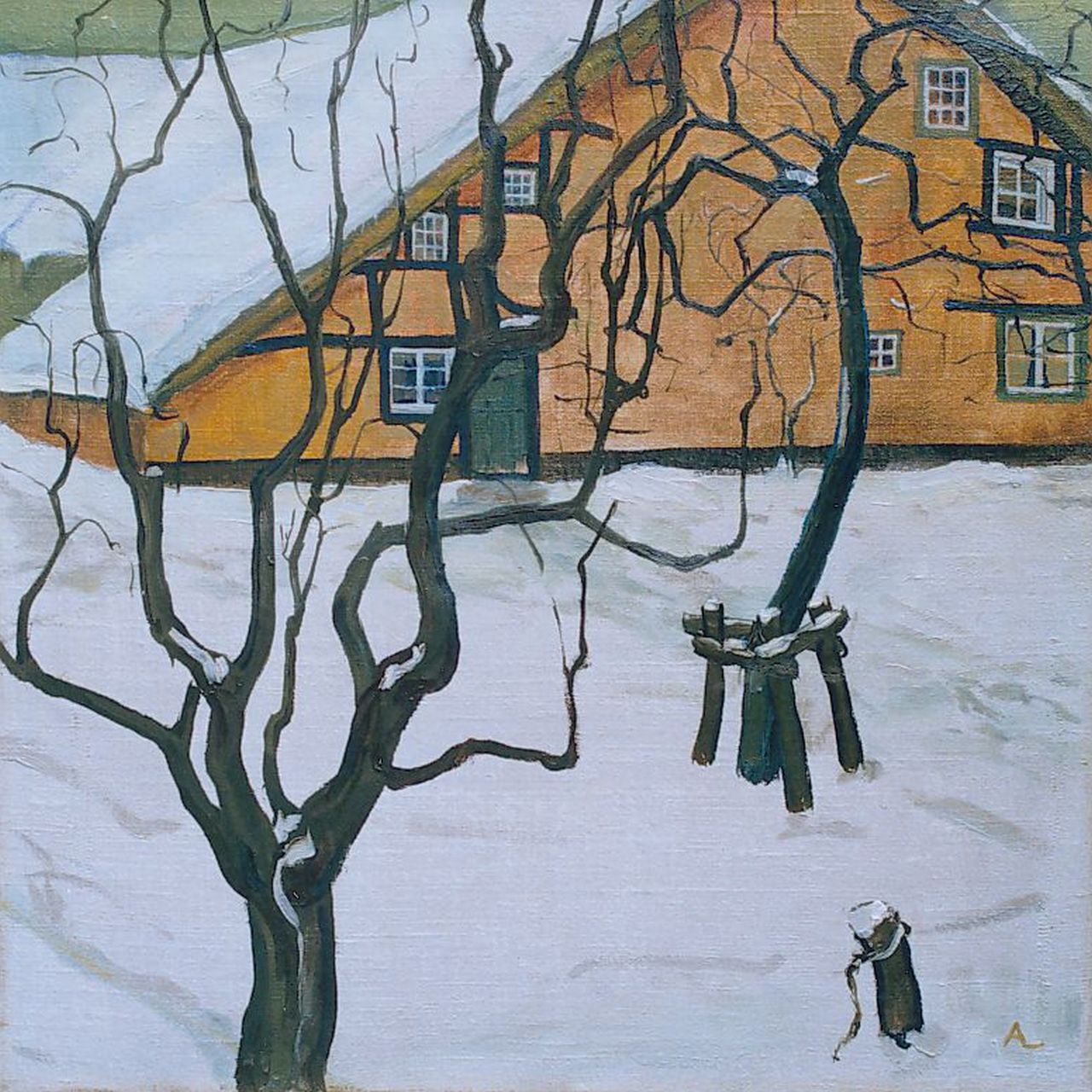 Arie Leeflang | A farm in a winter landscape, oil on canvas, 50.8 x 50.6 cm, signed l.r. with monogram