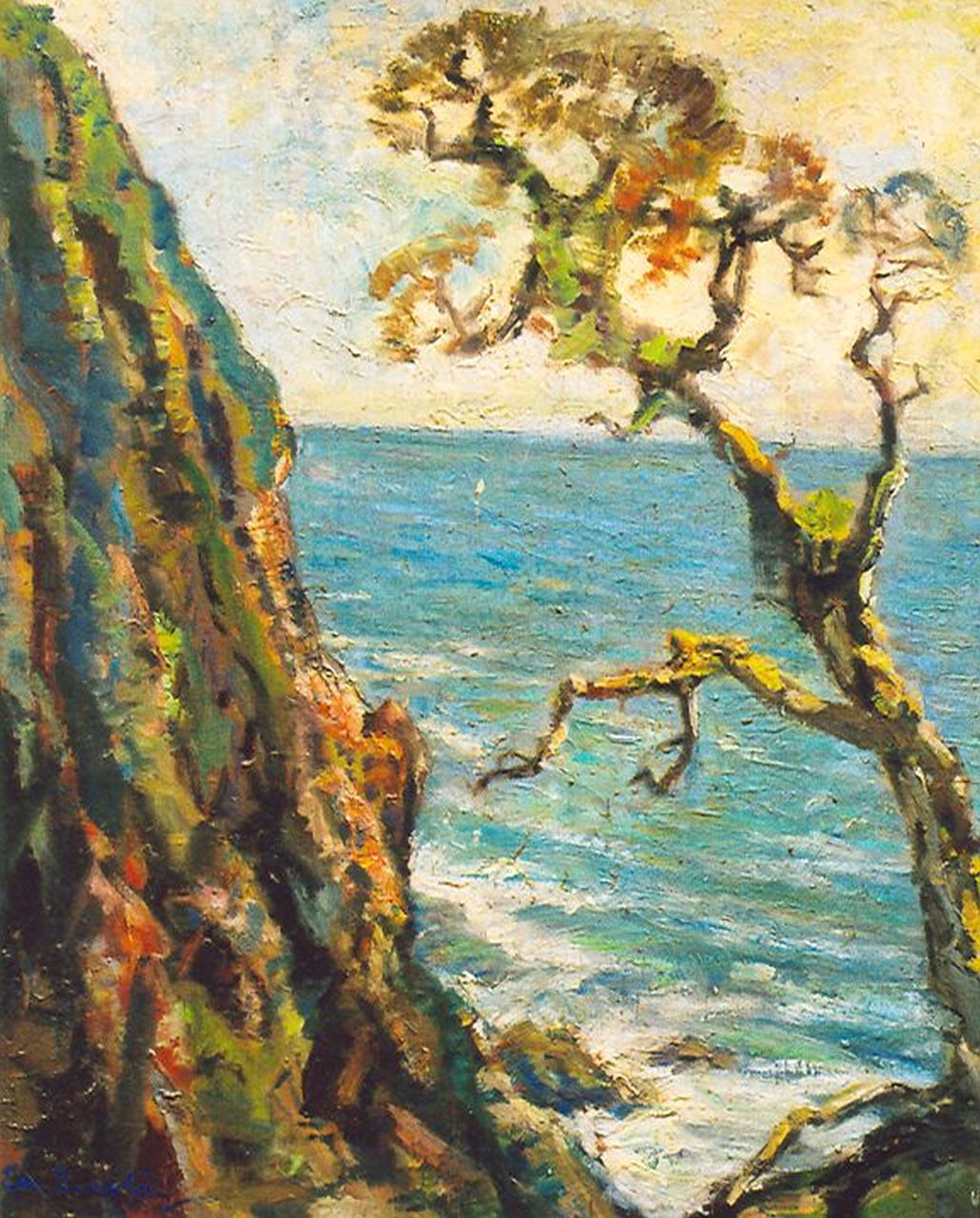 Dezentjé E.  | Ernest Dezentjé, Coastal scene, oil on panel 59.9 x 47.7 cm, signed l.l.