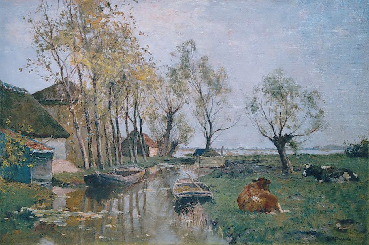 Altmann G.  | Gerard Altmann, A polder landscape in spring, oil on canvas 40.4 x 60.5 cm, signed l.r.