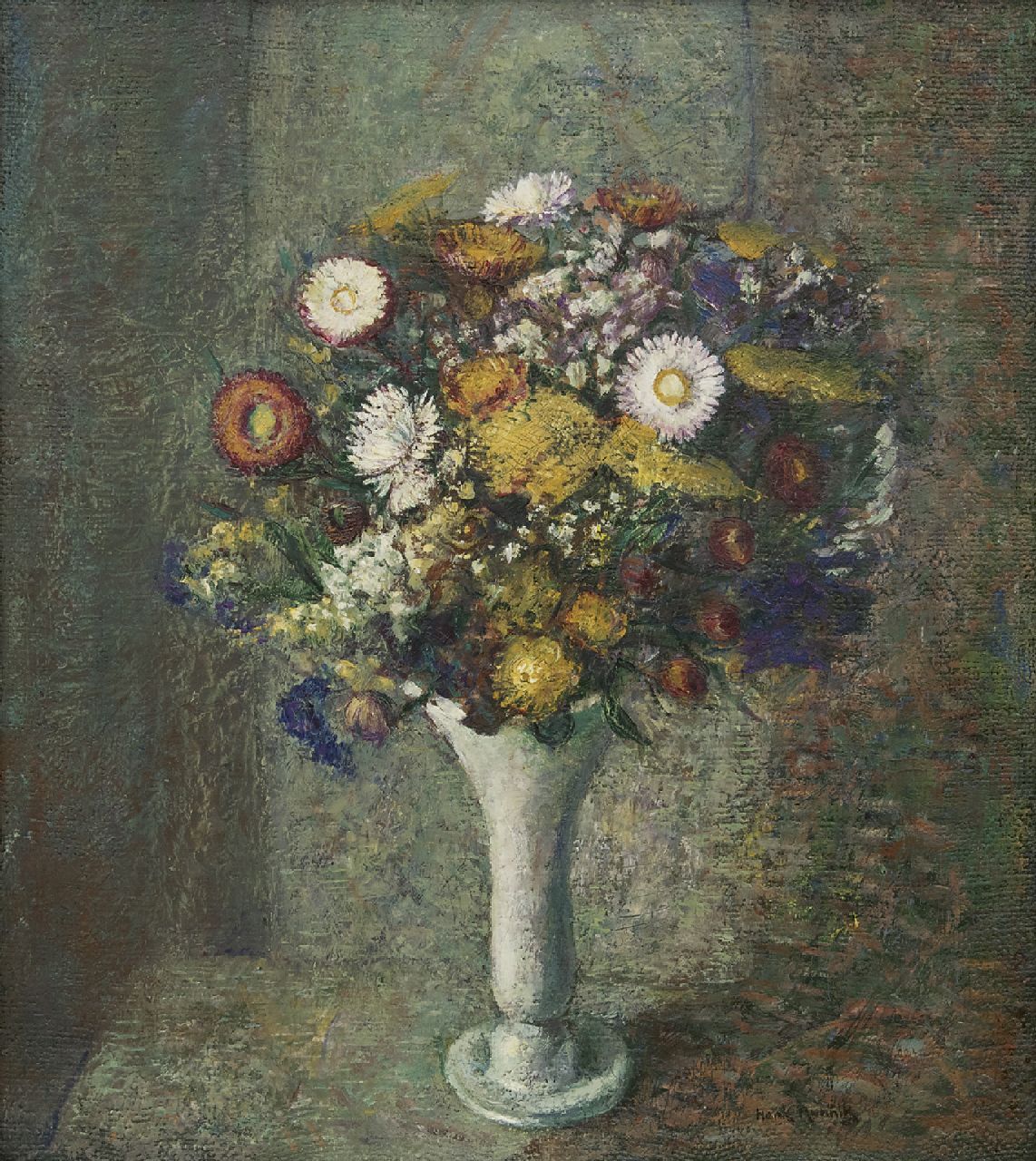 Munnik A.H.  | Andries Hendrik 'Henk' Munnik, A bouquet of dried flowers, oil on canvas 45.7 x 40.5 cm, signed l.r.