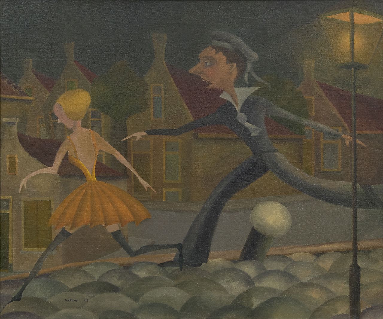 Ton Pape | The amorous sailor, oil on canvas, 50.3 x 60.6 cm, signed l.l. and dated '45