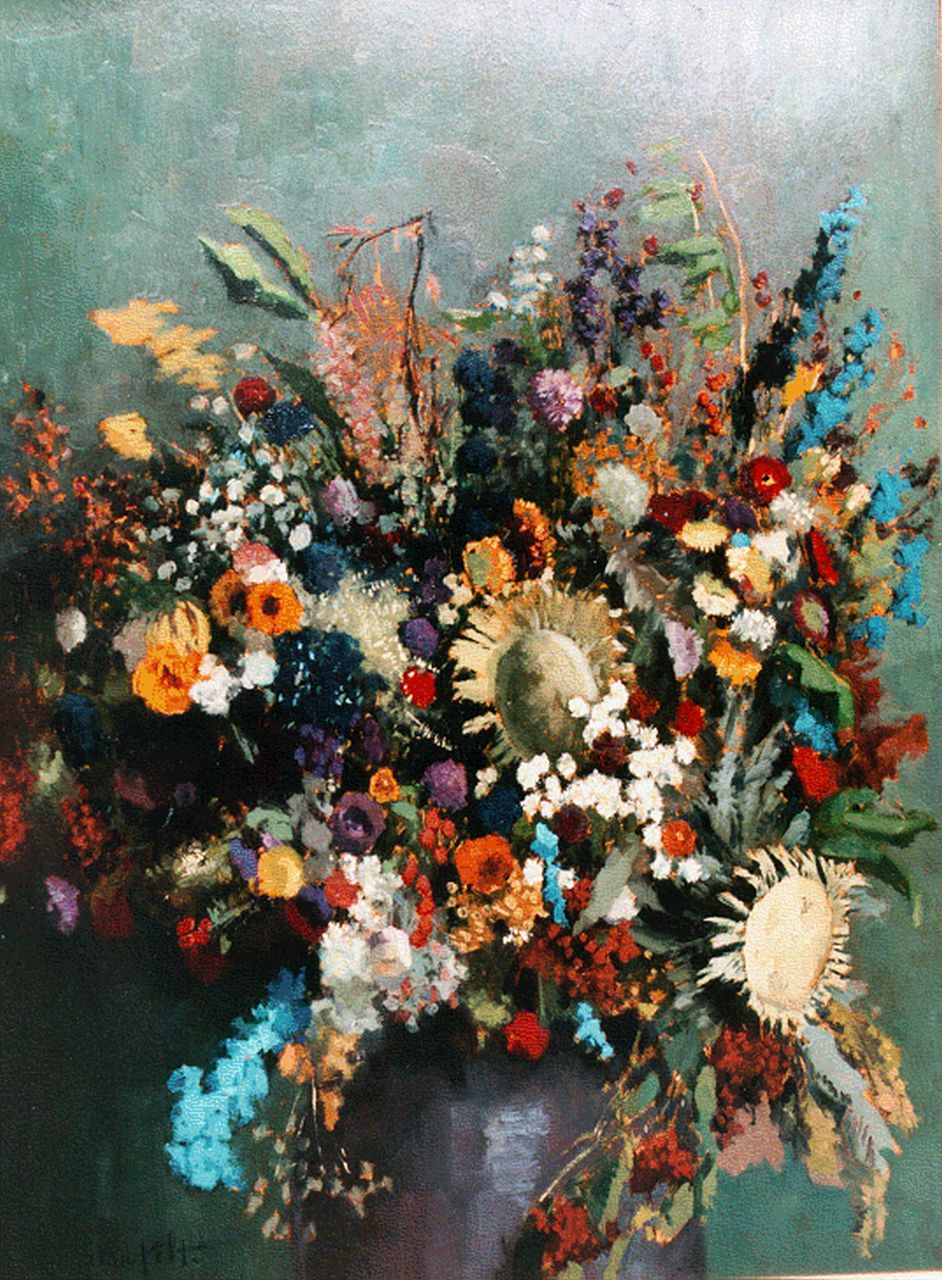 Pelt G.T.M. van | Godefridus Theodorus Maria 'Gottfried' van Pelt, A bunch of wildflowers, oil on panel 119.2 x 89.5 cm, signed l.l.