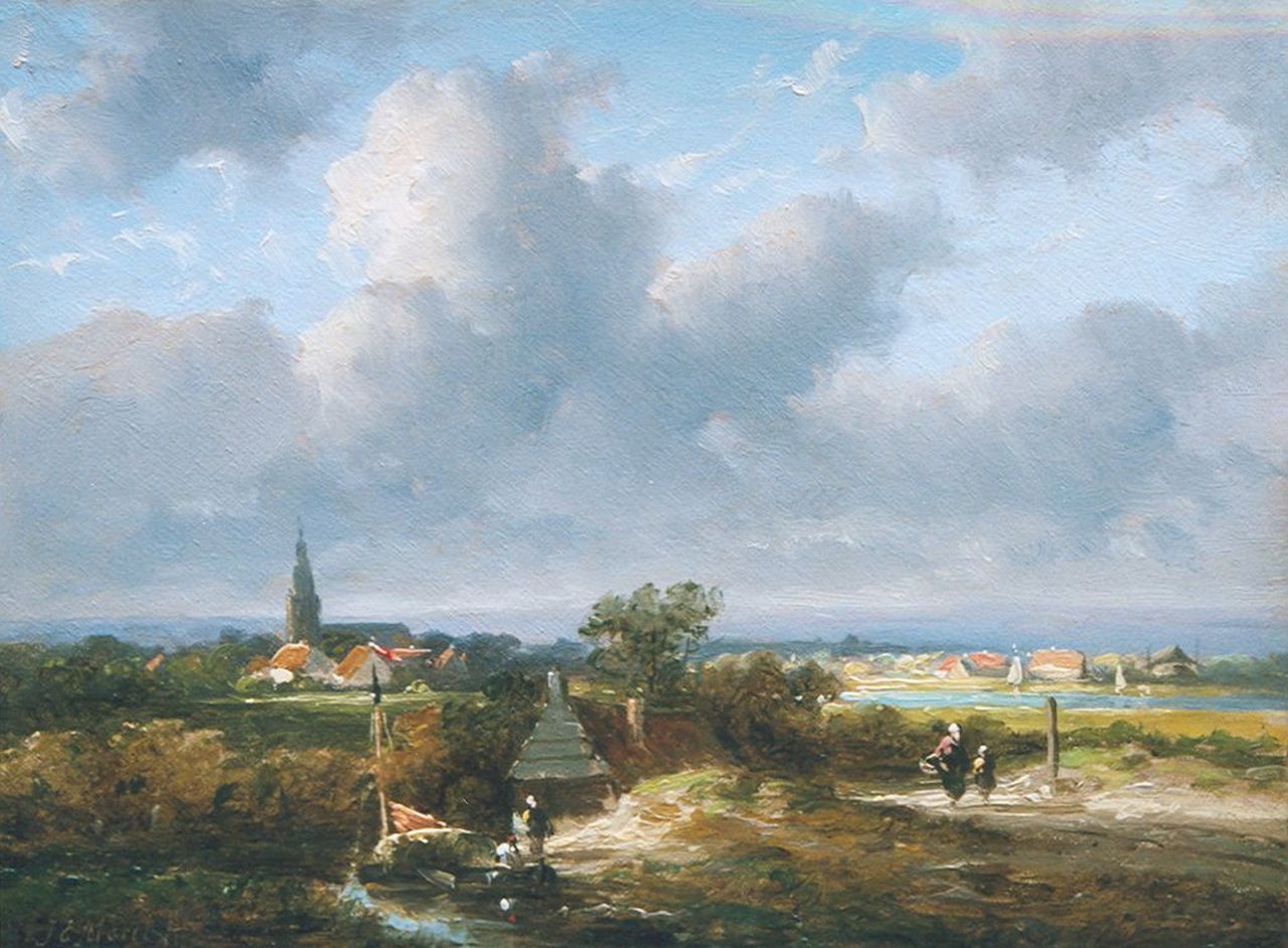 Morel II J.E.  | Jan Evert Morel II, A Dutch river landscape (counterpart of inventory number 8518), oil on panel 15.0 x 20.5 cm, signed l.l. and on a label on the reverse and dated (190)4