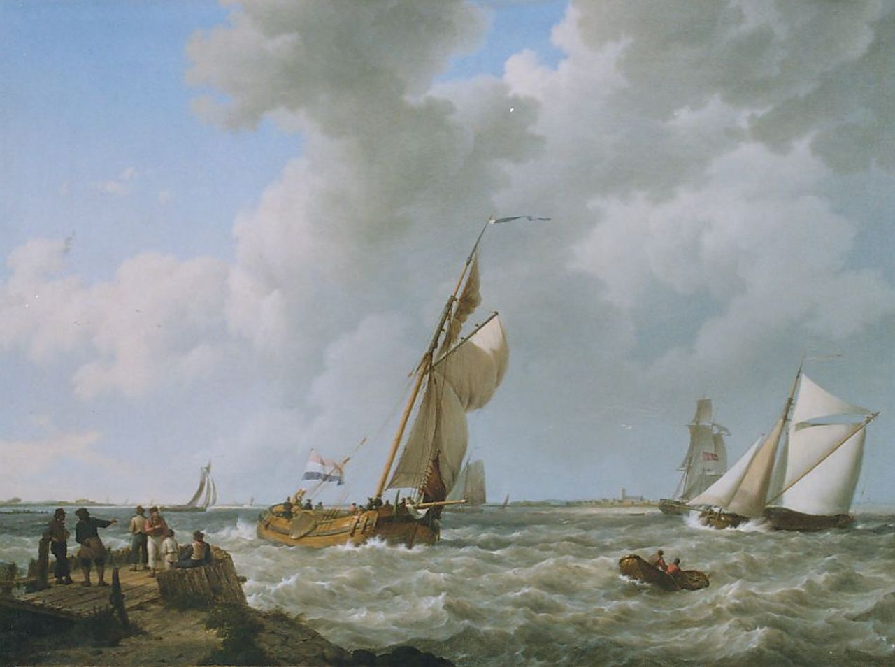 Koekkoek J.H.  | Johannes Hermanus Koekkoek, Sailing vessels in a stiff breeze, Zeeland, oil on canvas 54.0 x 73.4 cm, signed l.l. and dated 1833