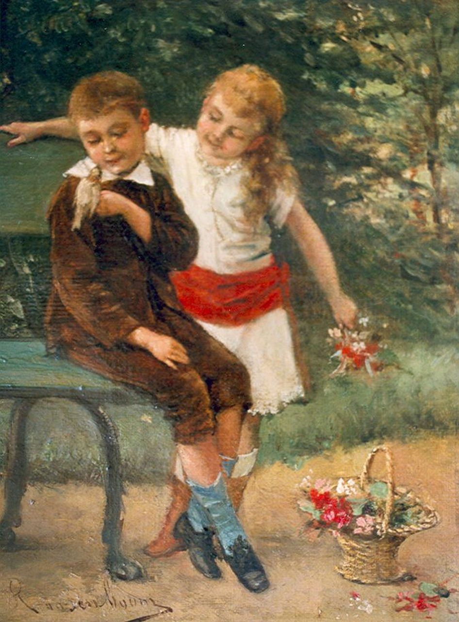Roosenboom A.  | Albert Roosenboom, Little friend, oil on canvas 24.4 x 18.6 cm, signed l.l.