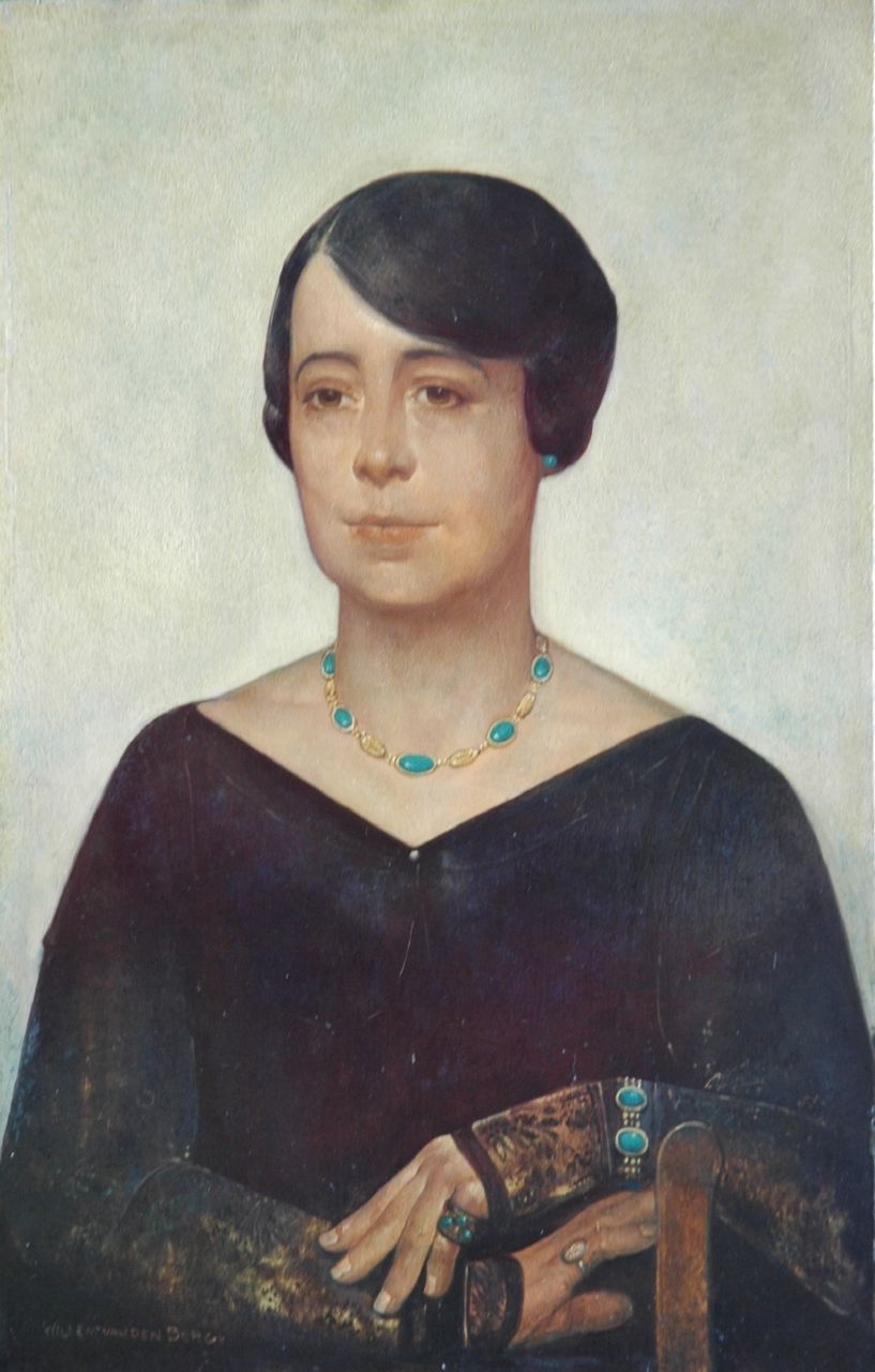 Berg W.H. van den | 'Willem' Hendrik van den Berg, A portrait of a lady, oil on panel 41.4 x 26.6 cm, signed l.l.