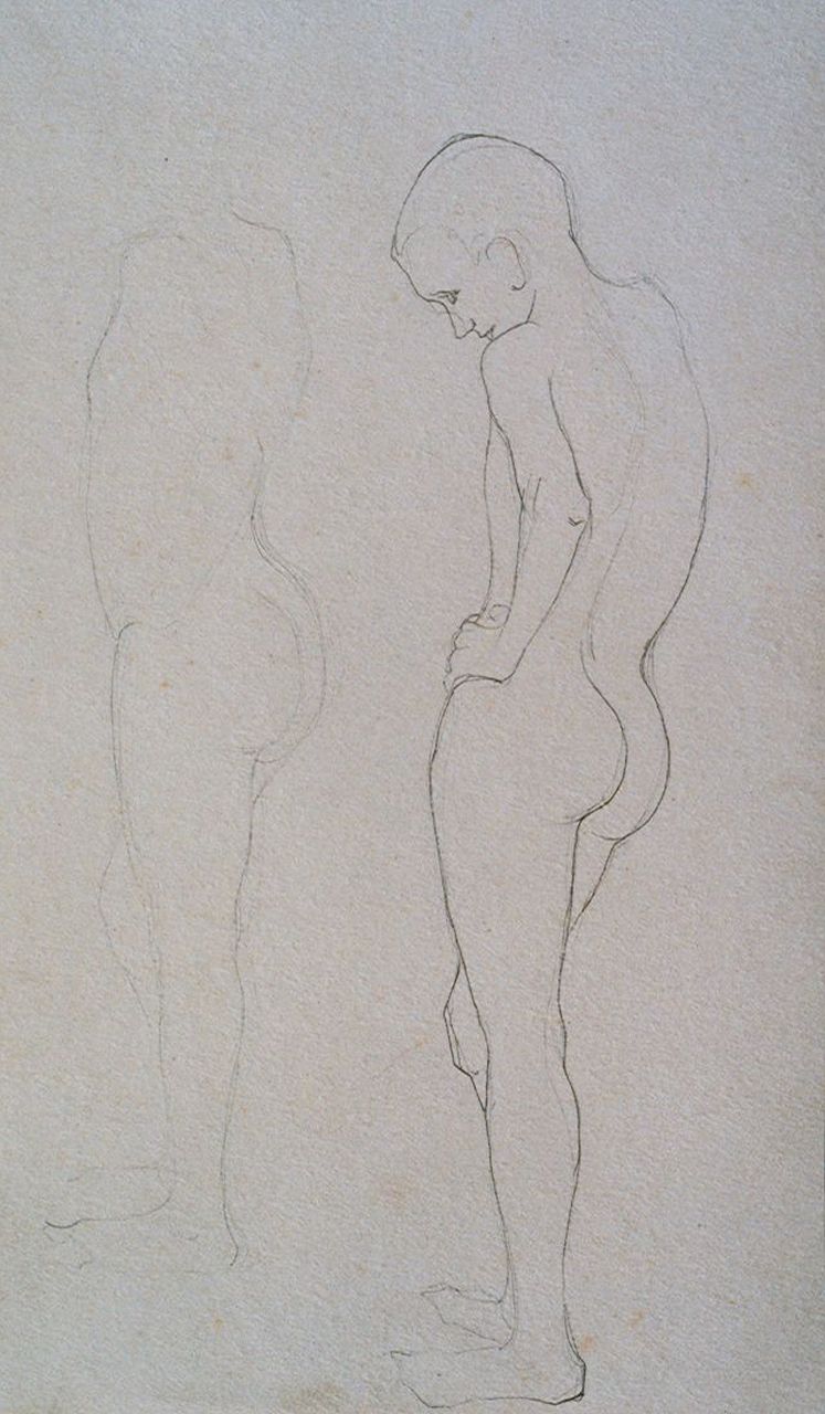 Mankes J.  | Jan Mankes, A study of a male nude, pencil on paper 26.4 x 17.0 cm