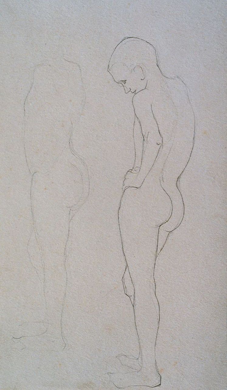 Mankes J.  | Jan Mankes, A study of a male nude, pencil on paper 26.4 x 17.0 cm, to be dated 1913