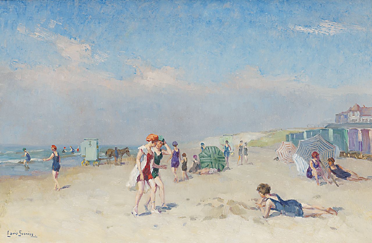 Soonius L.  | Lodewijk 'Louis' Soonius, Figures on the beach, oil on canvas 40.6 x 61.0 cm, signed l.l.