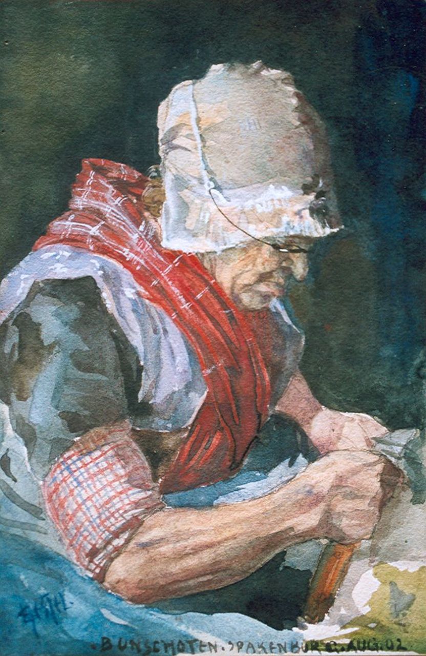 Gestel L.  | Leendert 'Leo' Gestel, A native of Spakenburg, pencil, watercolour and gouache on paper 22.7 x 15.0 cm, signed l.l. and dated 'Bunschoten, Spakenburg', August '02