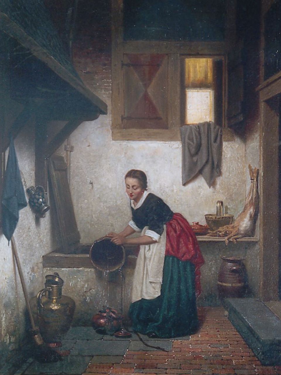 Grips C.J.  | Carel Jozeph Grips, An Kitchen Interior, oil on panel 27.3 x 21.0 cm, signed l.r. and dated 1865