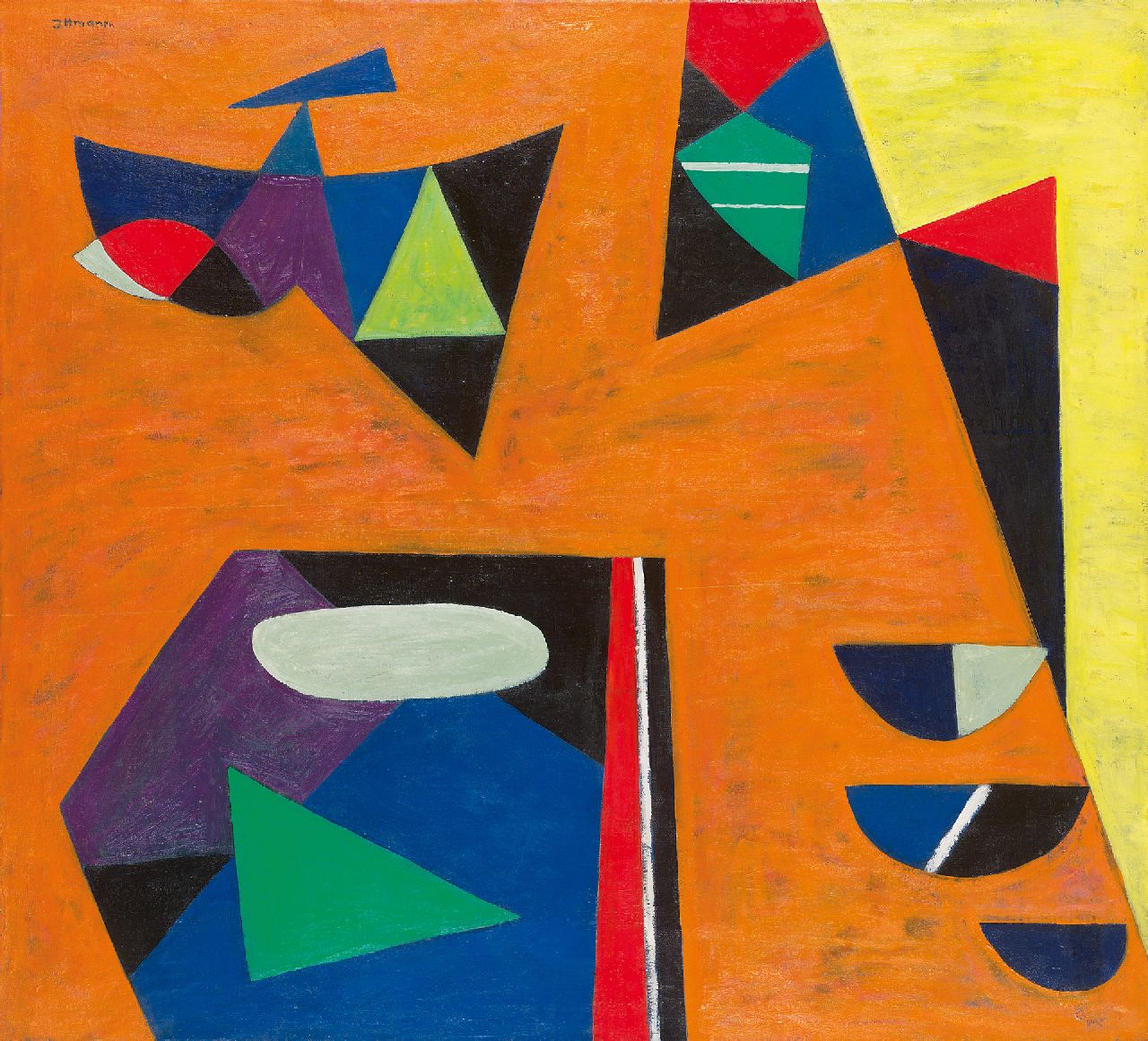 Ittmann H.  | Hans Ittmann, Abstract composition, oil on canvas 90.0 x 100.0 cm, signed u.l.