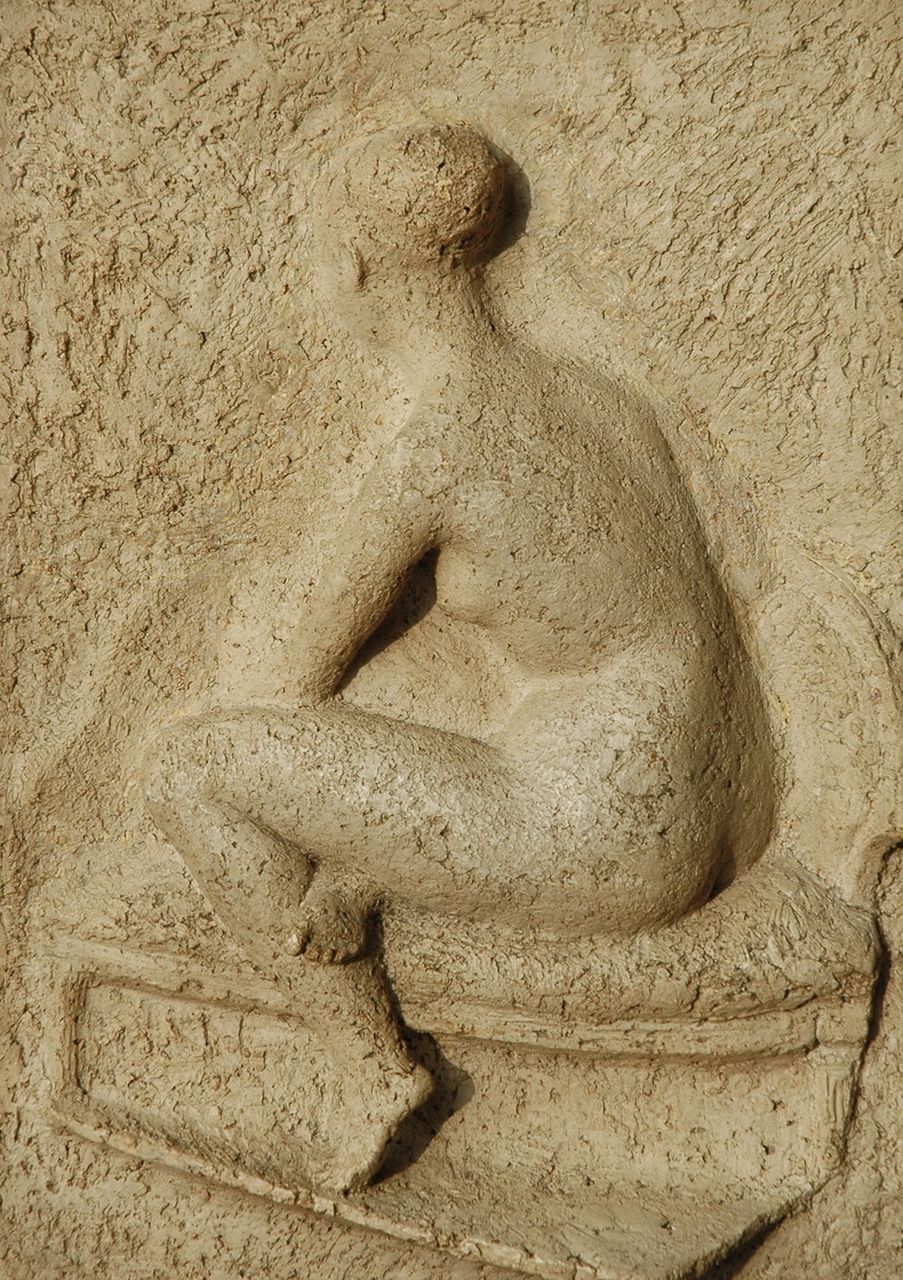 Starreveld P.  | Pieter Starreveld, Sitzender Fauenakt, clay 33.3 x 23.8 cm, gesigneerd rechtsonder met monogram