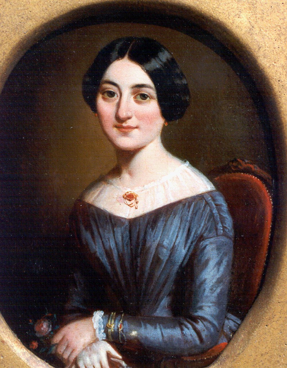 Calisch M.  | Moritz Calisch, A portrait of an elegant young lady, oil on panel 14.0 x 10.5 cm, signed l.l.