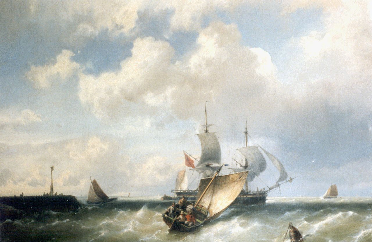 Koekkoek J.H.B.  | Johannes Hermanus Barend 'Jan H.B.' Koekkoek, Vessels on a breezy day, oil on canvas 37.7 x 54.2 cm, signed l.l. and dated '59