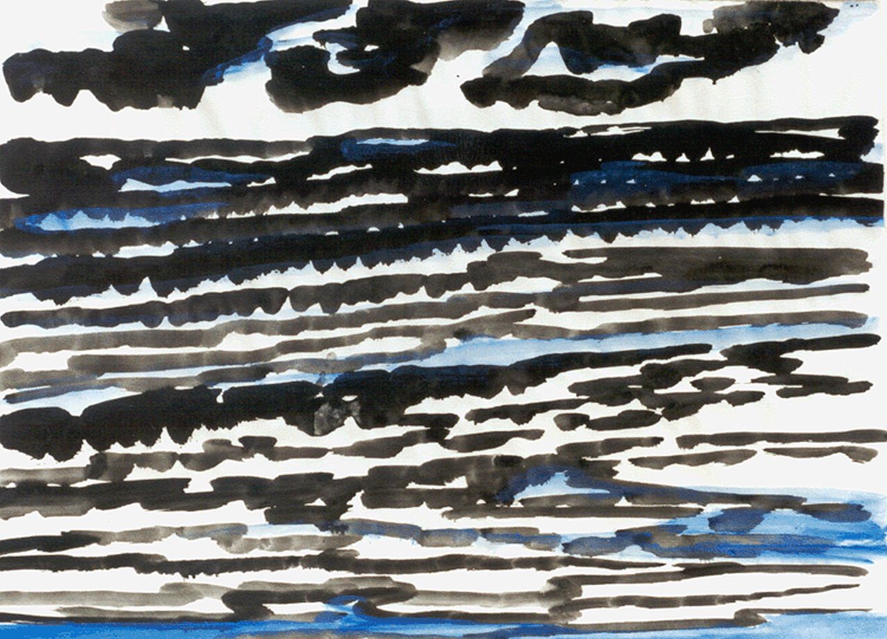 Benner G.  | Gerrit Benner, Sea and clouds, gouache on paper 51.0 x 66.0 cm, signed l.r. and painted circa 1951