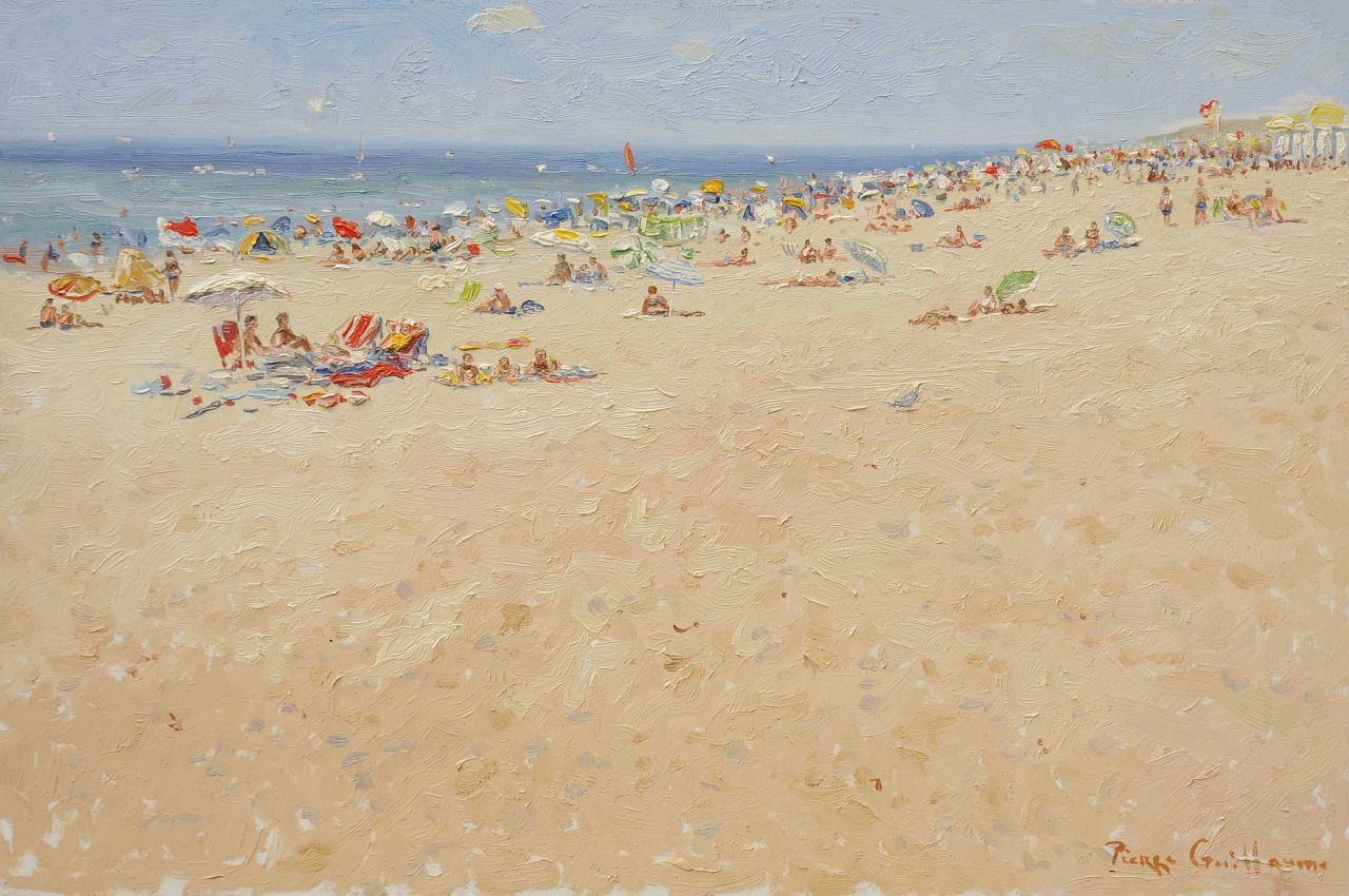 Guillaume P.  | Pierre Guillaume, The beach at Katwijk, oil on board 39.5 x 60.2 cm, signed l.r. and dated 30 juli 2004 reverse