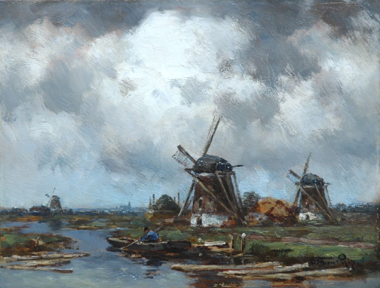 Rip W.C.  | 'Willem' Cornelis Rip, Showery weather, oil on panel 27.7 x 36.2 cm, signed l.r. and on the reverse