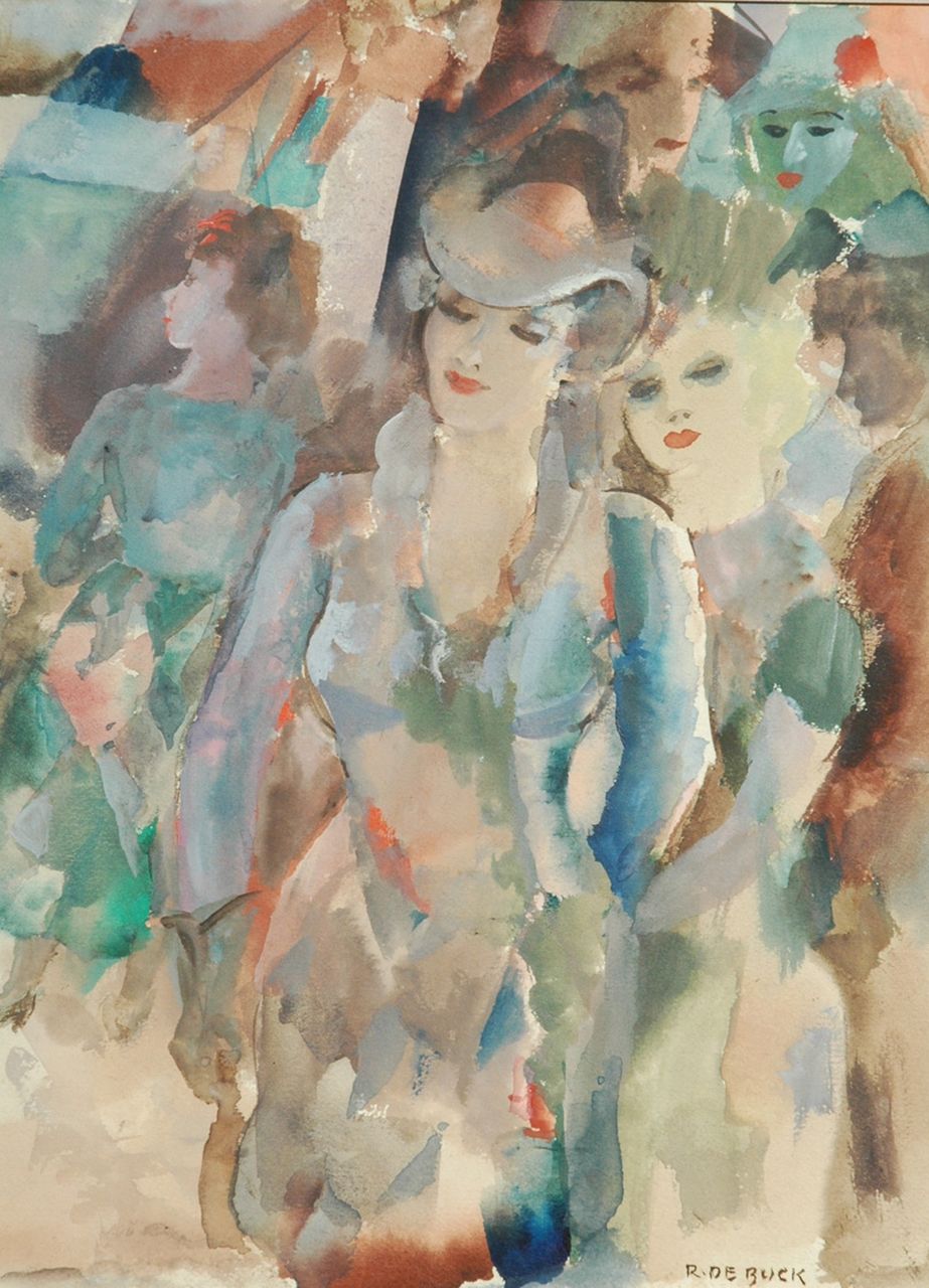 Buck R. de | Raphaël de Buck, Café scene, watercolour on paper 31.5 x 23.5 cm, signed l.r.