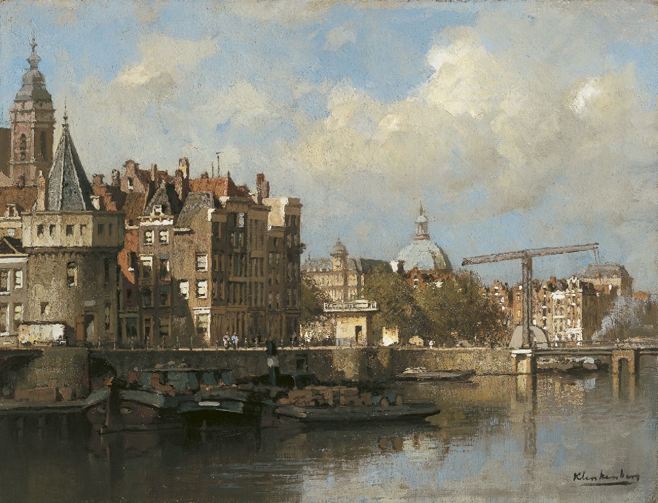 Klinkenberg J.C.K.  | Johannes Christiaan Karel Klinkenberg, View of the Prins Hendrikkade with the Scheierstoren, Amsterdam, oil on canvas 32.7 x 42.5 cm, signed l.r.