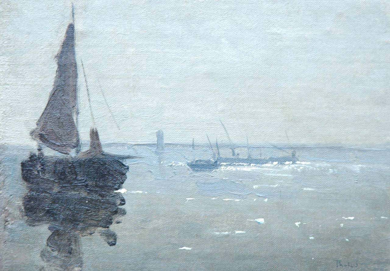 Tholen W.B.  | Willem Bastiaan Tholen, Early morning, oil on canvas laid down on panel 15.8 x 22.1 cm, signed l.r.