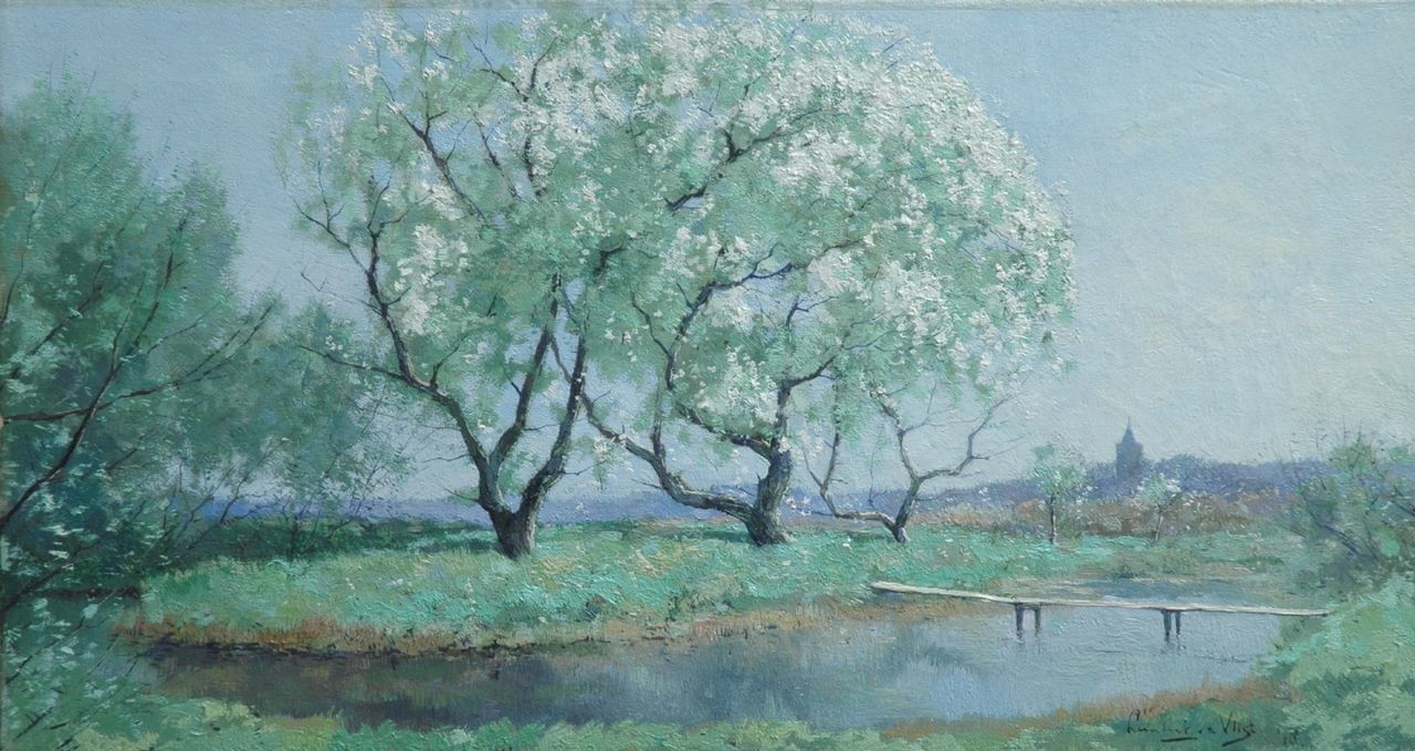 Vlist L. van der | Leendert van der Vlist, 'Het Galgebosje', Warmond, oil on canvas 35.0 x 64.2 cm, signed l.r. and dated '18