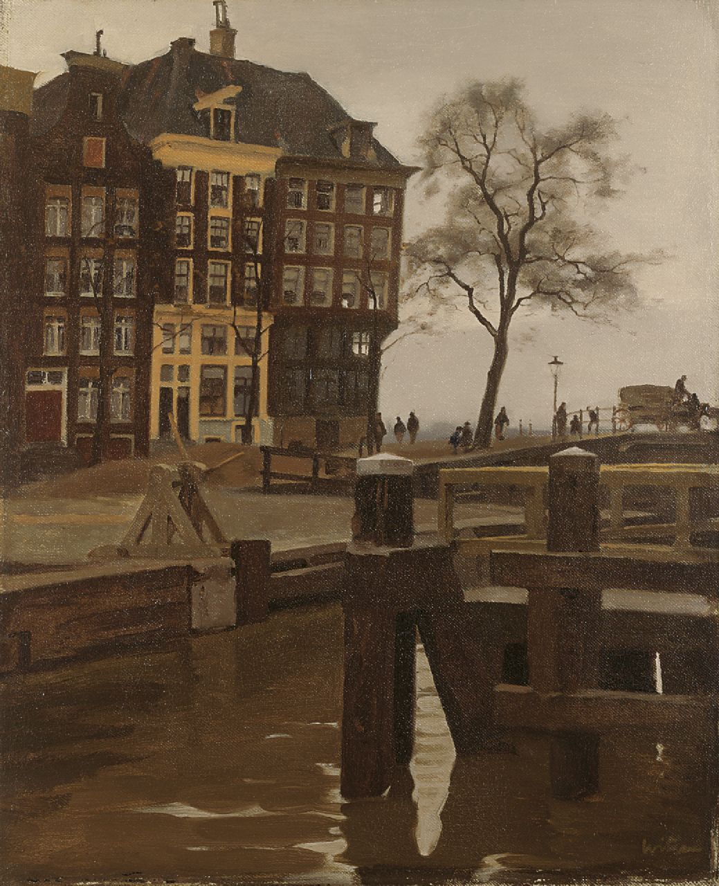 Witsen W.A.  | 'Willem' Arnold Witsen, The corner of the Kalkmarkt and Prins Hendrikkade, Amsterdam, oil on canvas 51.2 x 42.0 cm, signed l.r.