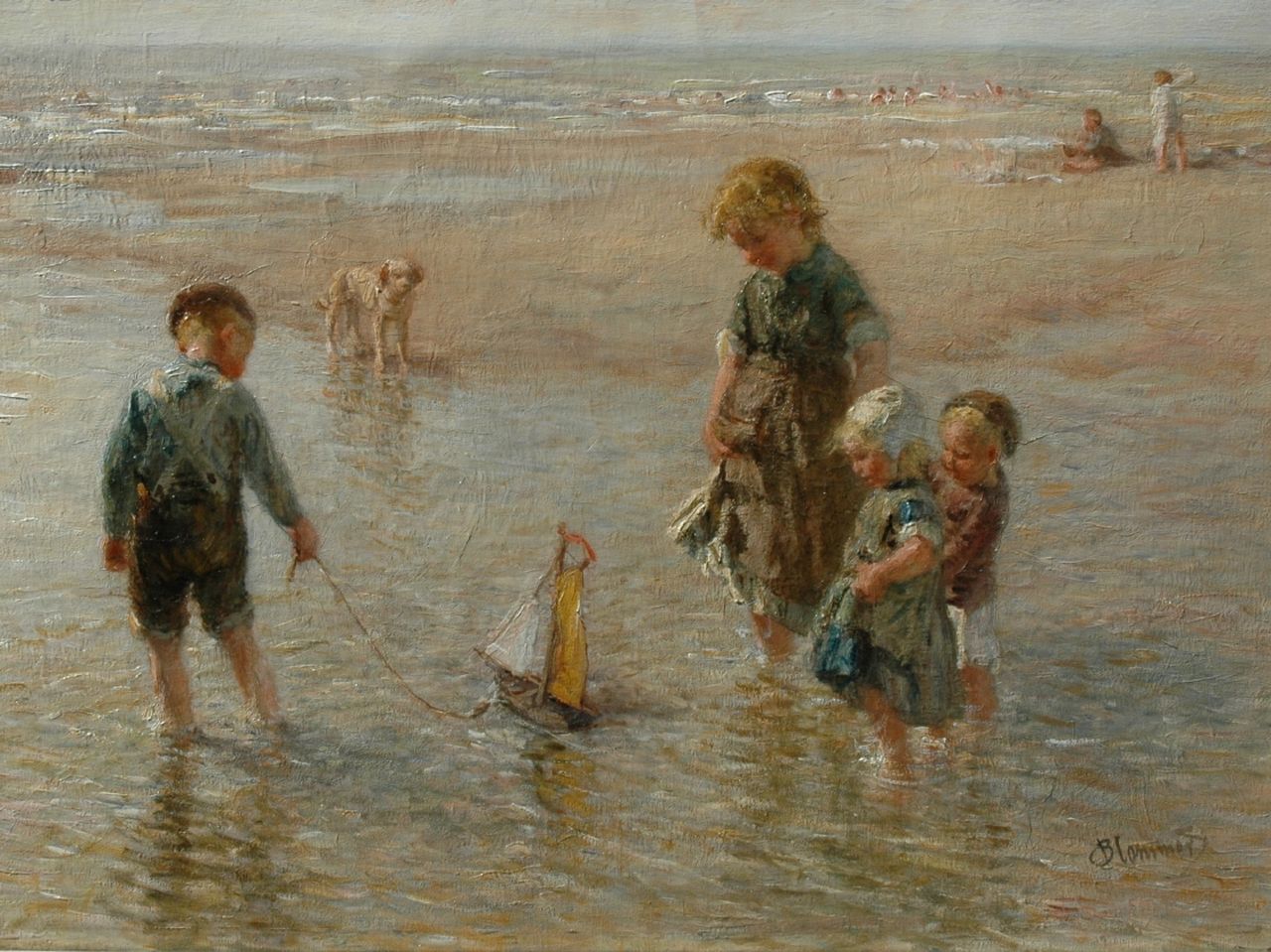 Blommers B.J.  | Bernardus Johannes 'Bernard' Blommers, The young navigators, oil on canvas 58.2 x 81.4 cm, signed l.r.