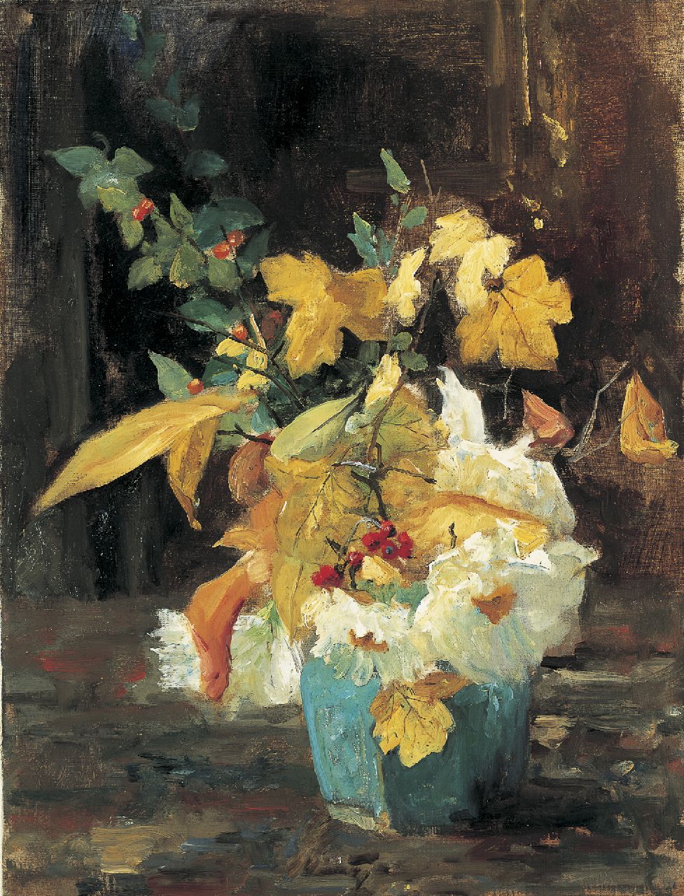 Arntzenius P.F.N.J.  | Pieter Florentius Nicolaas Jacobus 'Floris' Arntzenius, A ginger jar with an autumn bouquet, oil on canvas 50.4 x 38.9 cm