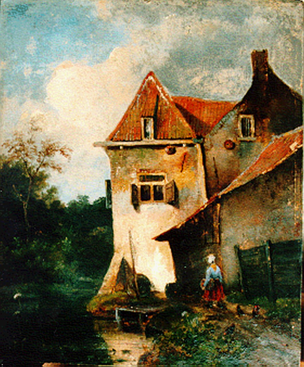 Hans J.G.  | Josephus Gerardus Hans, Houses in a Landscape, oil on panel 31.2 x 26.0 cm, signed l.r.