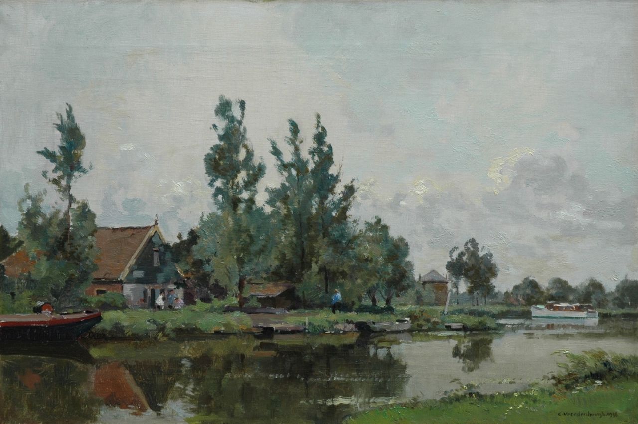 Vreedenburgh C.  | Cornelis Vreedenburgh, View of the Hoef along the Kromme Mijdrecht, oil on canvas 40.3 x 60.4 cm, signed l.r. and dated 1936