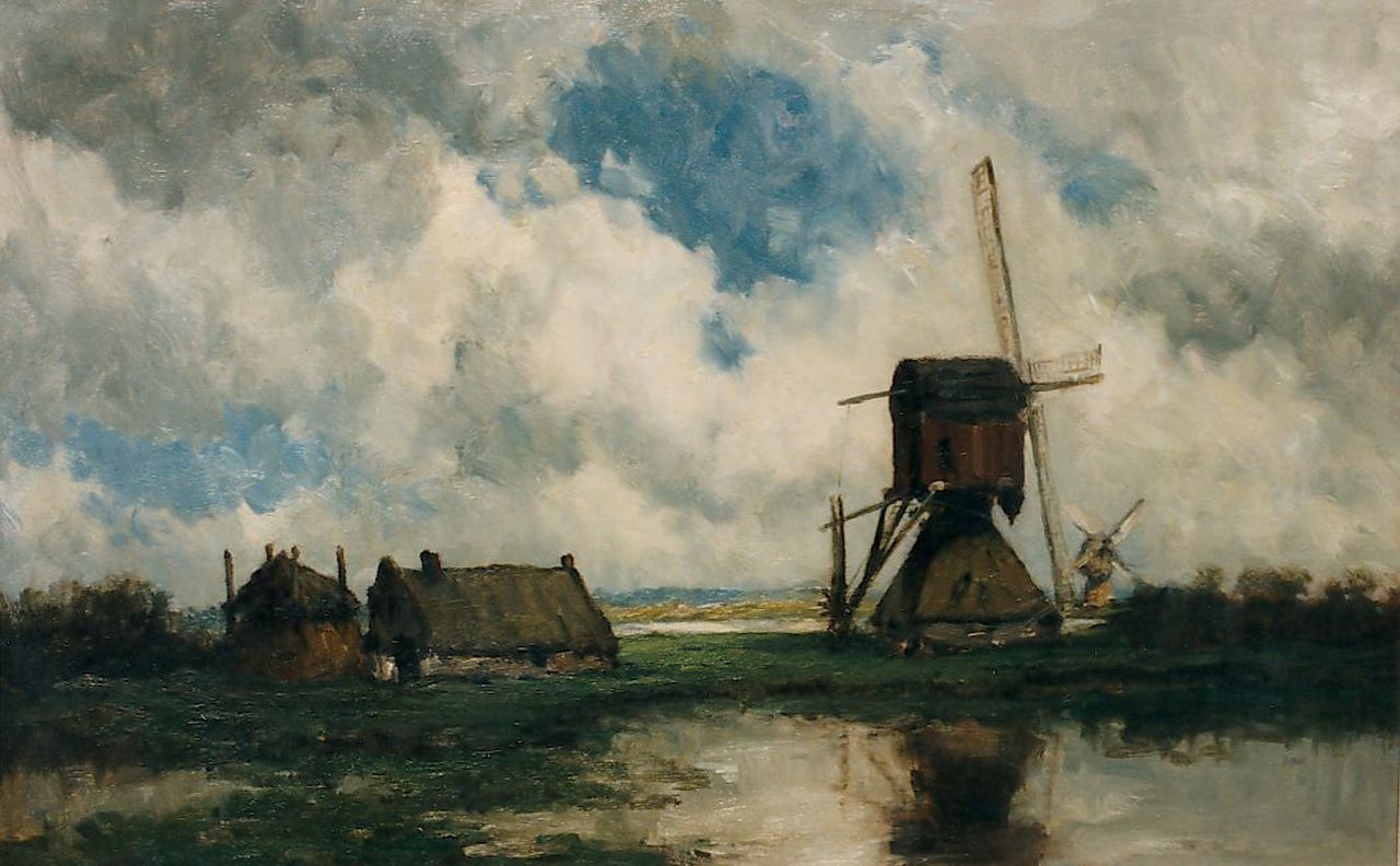 Roelofs W.  | Willem Roelofs, A polder landscape with windmills, oil on canvas 46.0 x 73.0 cm