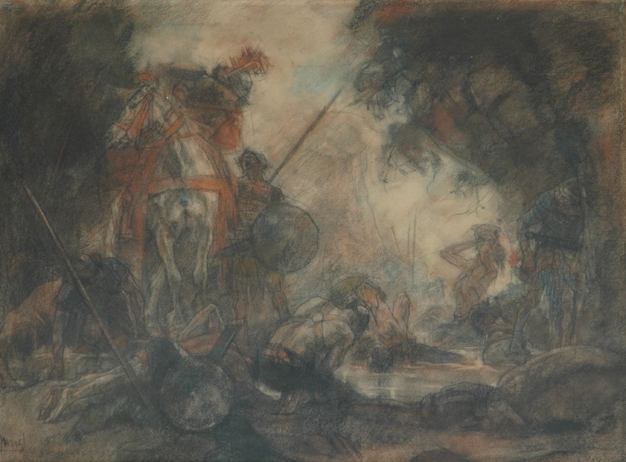 Jurres J.H.  | Johannes Hendricus Jurres, After the battle, pastel on paper 54.2 x 73.2 cm, signed l.l.