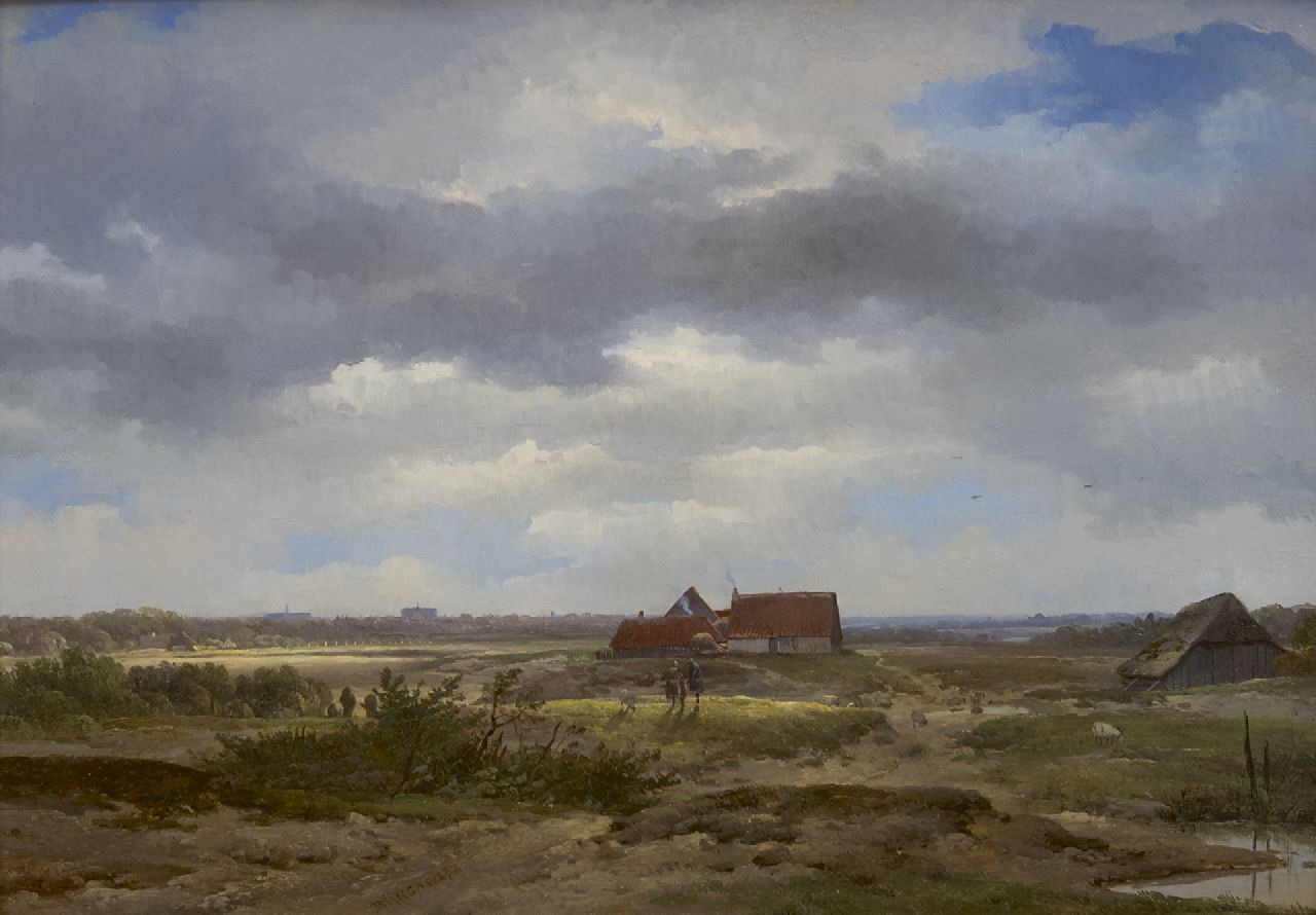 Wijngaerdt A.J. van | Anthonie Jacobus van Wijngaerdt, A summer landscape, oil on panel 24.7 x 35.2 cm, signed l.c. and dated 1850