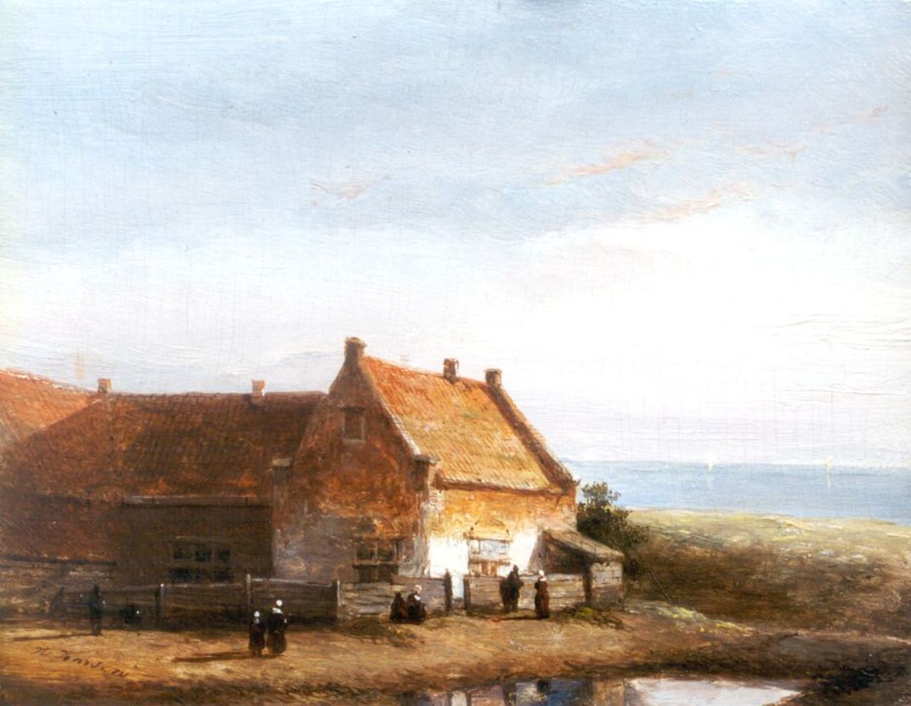 Karsen K.  | Kasparus Karsen, A house in the dunes, oil on panel 14.9 x 19.0 cm, signed l.l.