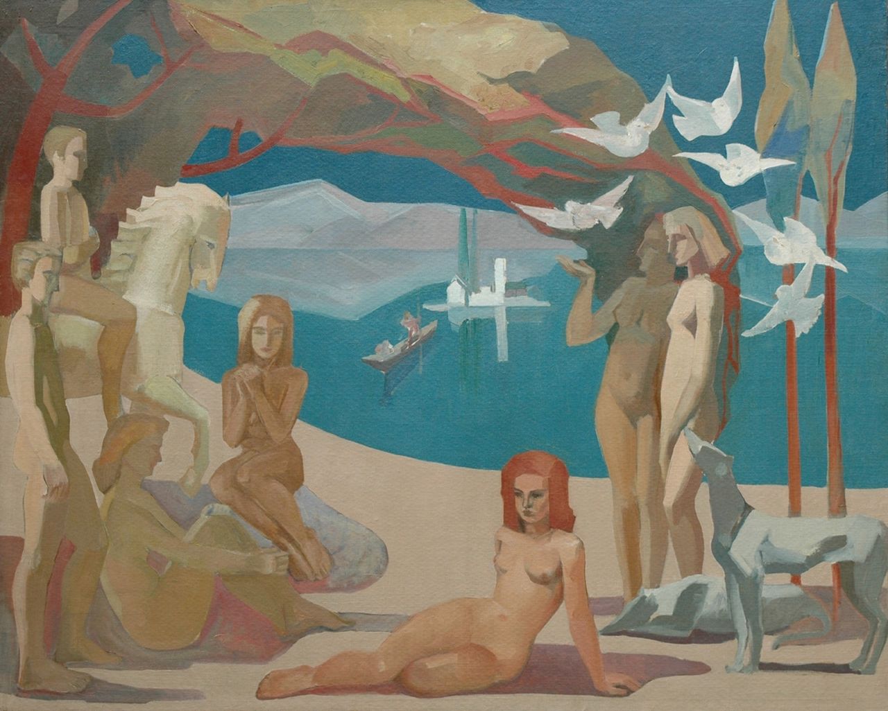 Niehaus K.  | Kasper Niehaus, Landscape with figures, oil on canvas 122.5 x 151.3 cm