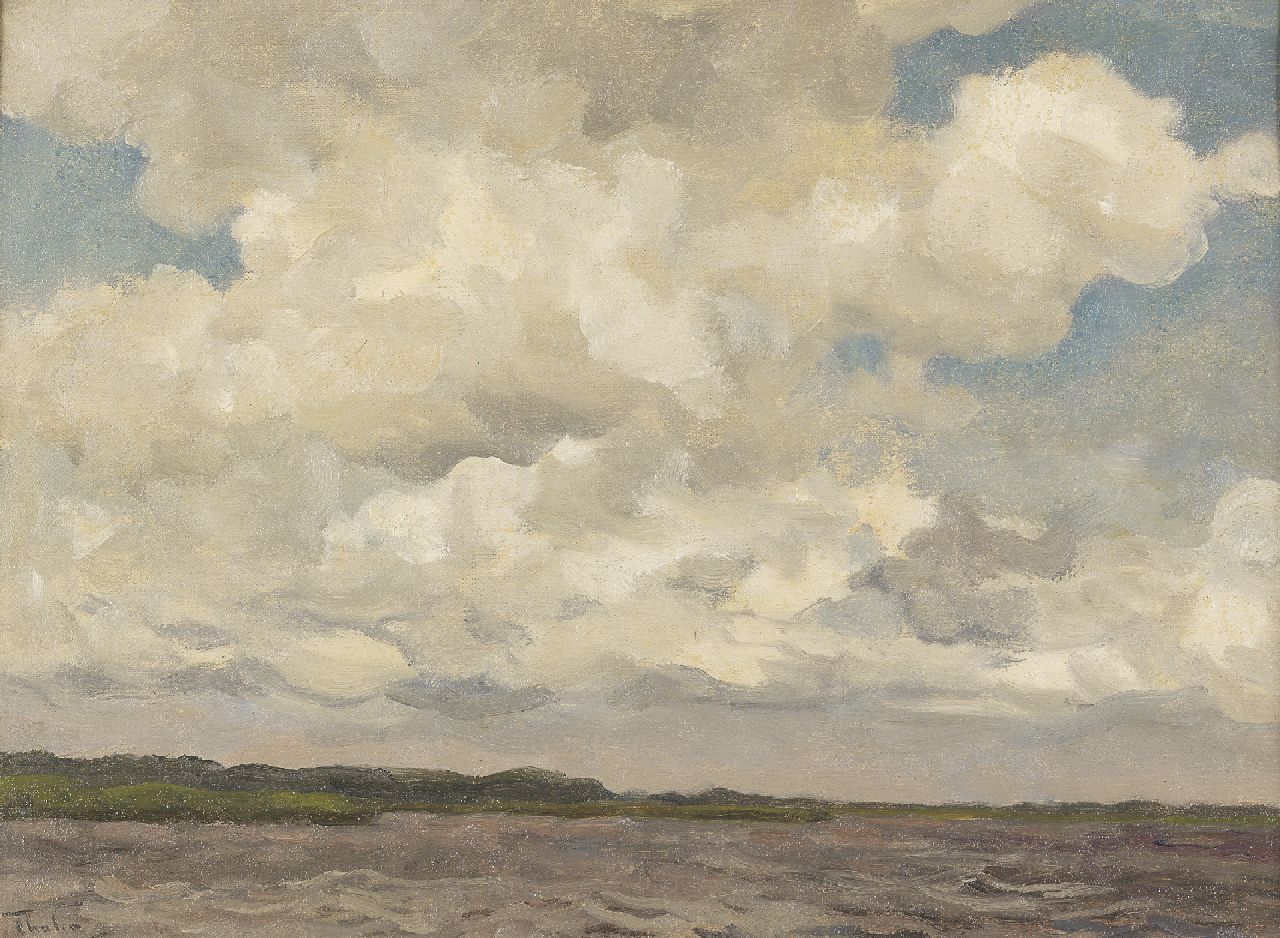 Tholen W.B.  | Willem Bastiaan Tholen, Clouds in the sky, oil on canvas laid down on painter's board 30.3 x 39.9 cm, signed l.l.