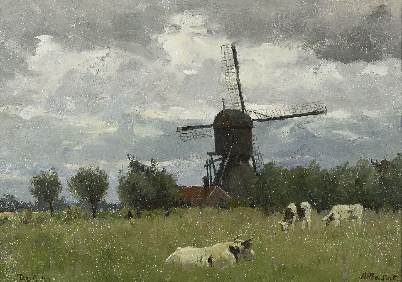 Nicolaas Bastert | Windmill of the Otterspoorbroek polder, Breukelen, oil on canvas laid down on panel, 24.5 x 34.0 cm, signed l.r. and dated Aug. '82