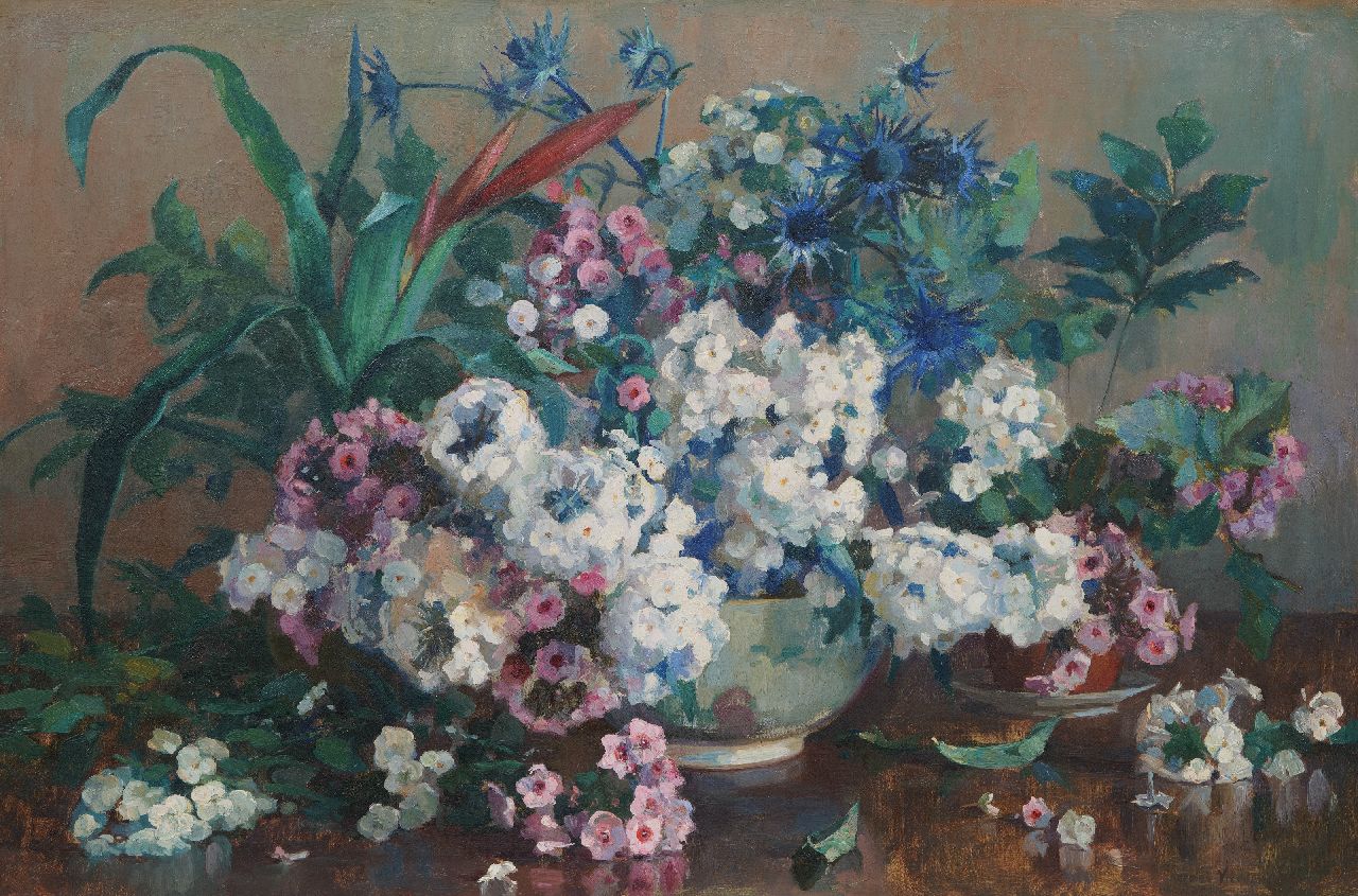 Vreedenburgh H.  | Hermanus 'Herman' Vreedenburgh | Paintings offered for sale | A bouquet of summer flowers, oil on canvas 63.6 x 95.7 cm, signed l.r. and painted 1915