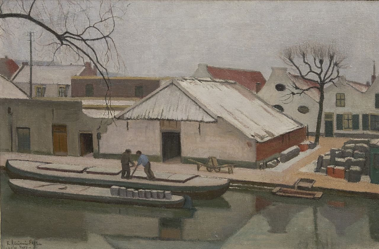 Adriani-Hovy E.M.H.  | 'Elisabeth' Marie Hendrika Adriani-Hovy | Paintings offered for sale | Canal near Utrecht in winter, oil on canvas 50.8 x 77.7 cm, signed l.l. and dated 1929