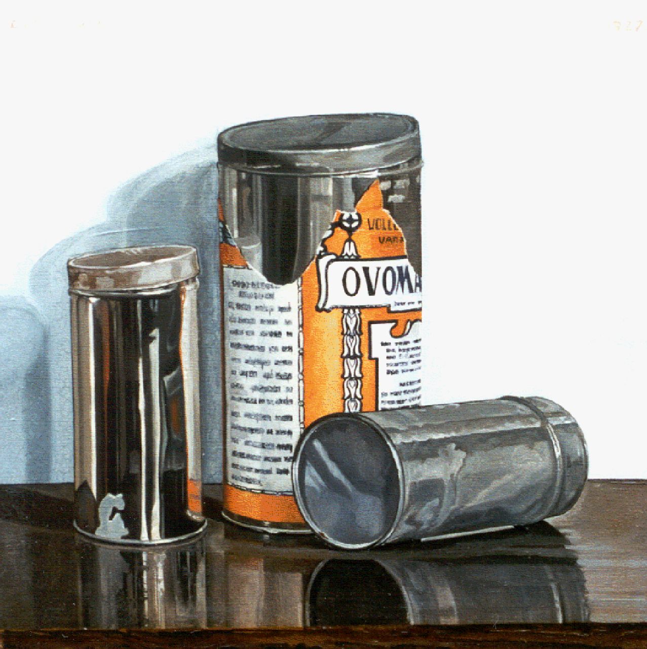 Cees Tromp | Still life with an Ovomaltine can, oil on canvas, 28.1 x 28.1 cm, signed u.l. and on the reverse and dated 1927 u.r.